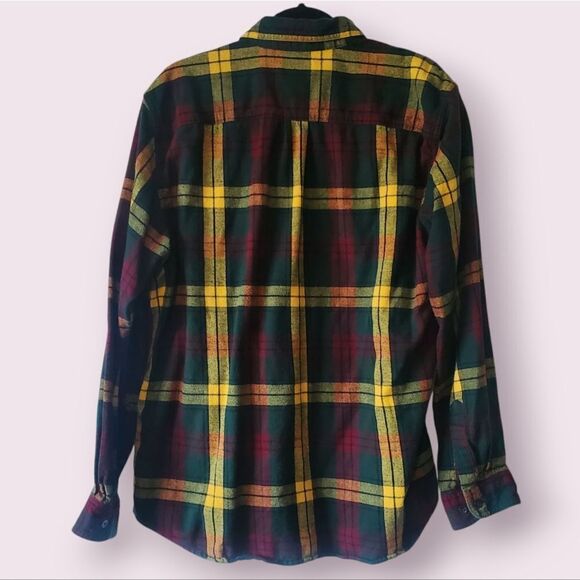 LL Bean Traditional Fit Men's L Yellow/Red/Green Flannel L/S Shirt | EUC - Picture 2 of 4